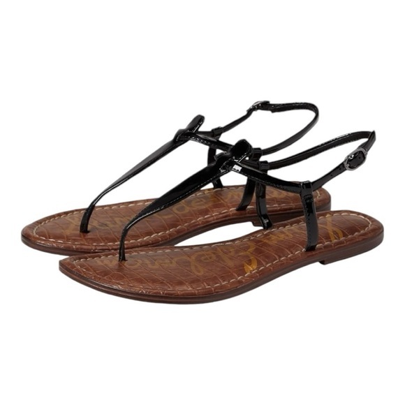 Sam Edelman Kids Black‎ Leather T-strap Gigi Thong Sandals Size 11 - Picture 1 of 8